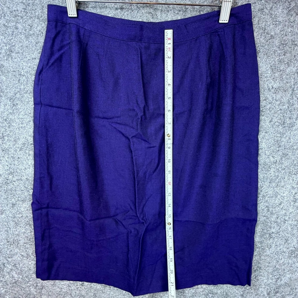 Vintage Le Suit Petite‎ Skirt Suit Set Womens 12P Purple Rayon Double Breasted - Picture 6 of 8